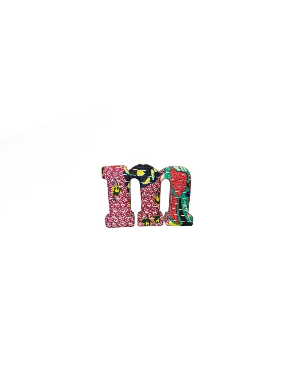 Anthropologie Letter M Decorative Abstract Floral Print Fabric Monogram Letter